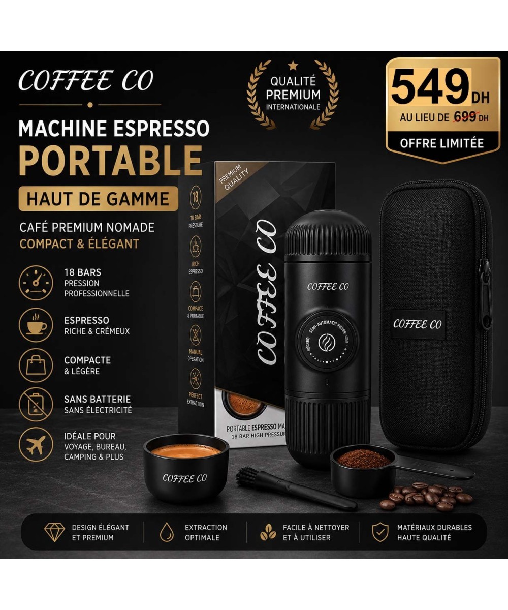 COFFEE CO Machine Espresso Portable Haut de Gamme – Café Premium Nomade Compact & Élégant