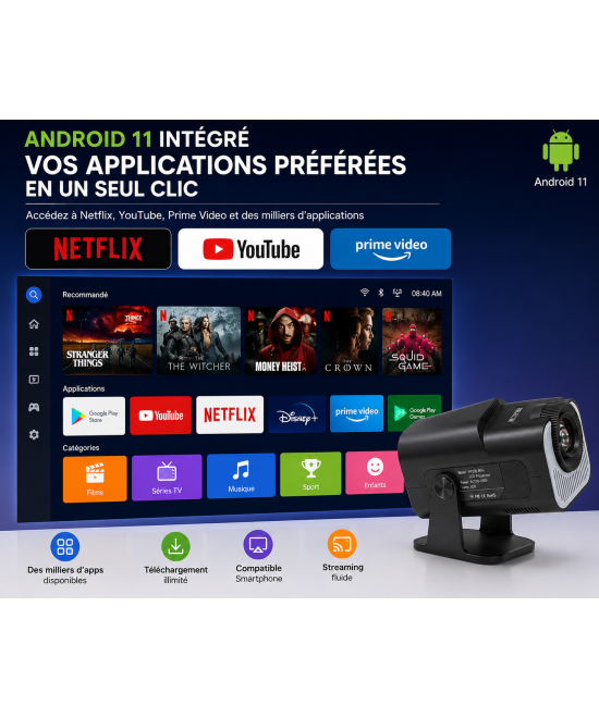 HY320 Mini | Vidéoprojecteur Android WiFi Bluetooth Compatible 4K