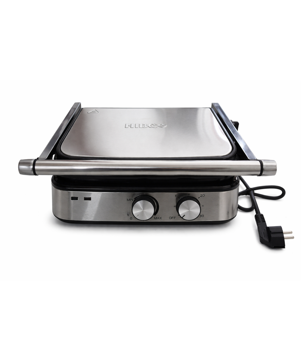 HIBCO Grill Électrique 2000W | Machine Panini & Sandwich Ouverture 180°