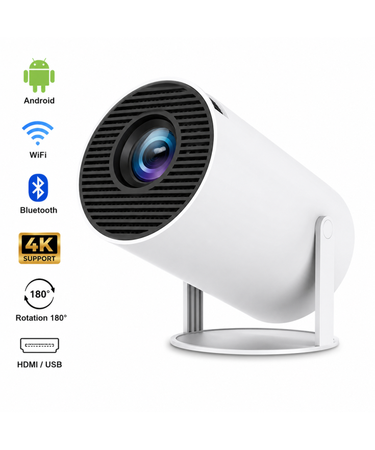 HY300 Pro Mini Projecteur Android 11 WiFi Bluetooth Compatible 4K