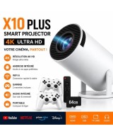 HIBCO HY300-A Projecteur Gaming Smart WiFi HD – 2 Manettes Sans Fil – Carte SD 64 Go Jeux Préinstallés – HDMI USB – Support 4K