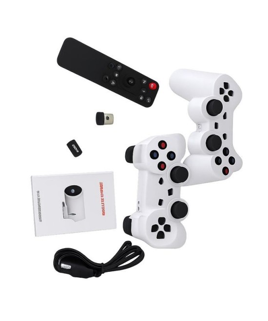HIBCO HY300-A Projecteur Gaming Smart WiFi HD – 2 Manettes Sans Fil – Carte SD 64 Go Jeux Préinstallés – HDMI USB – Support 4K