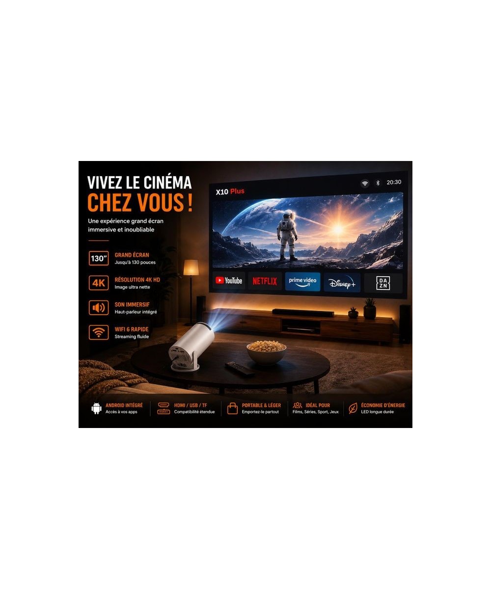 HIBCO HY300-A Projecteur Gaming Smart WiFi HD – 2 Manettes Sans Fil – Carte SD 64 Go Jeux Préinstallés – HDMI USB – Support 4K
