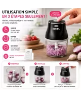 SISIRU Mini Hachoir Électrique USB 200ml – Rechargeable Sans Fil