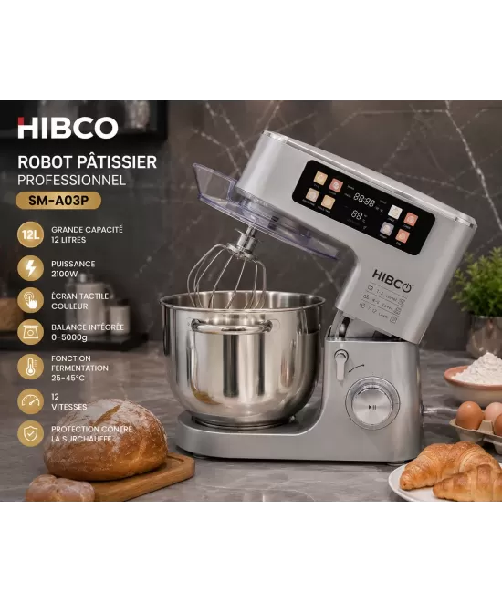 HIBCO Robot Pâtissier 12L 2100W – SM-A03P | Écran Tactile