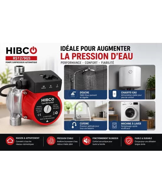 HIBCO RS12/9GS 120W – Pompe Surpresseur 23L/min