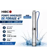 Pompe Immergée 4SRM4/26 3HP 2,2kW 170m | HIBCO