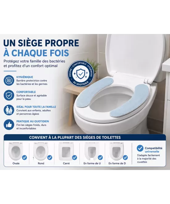 HIBCO Coussin Siège WC Auto-Adhésif Lavable