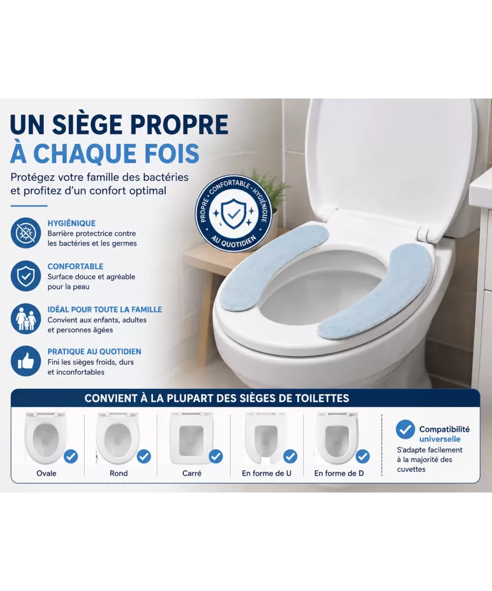 HIBCO Coussin Siège WC Auto-Adhésif Lavable