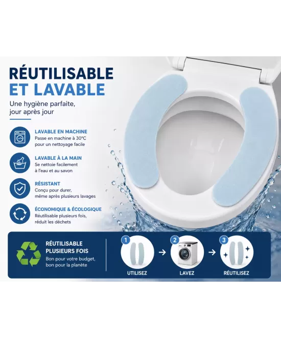 HIBCO Coussin Siège WC Auto-Adhésif Lavable