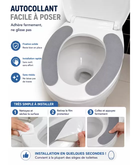 HIBCO Coussin Siège WC Auto-Adhésif Lavable