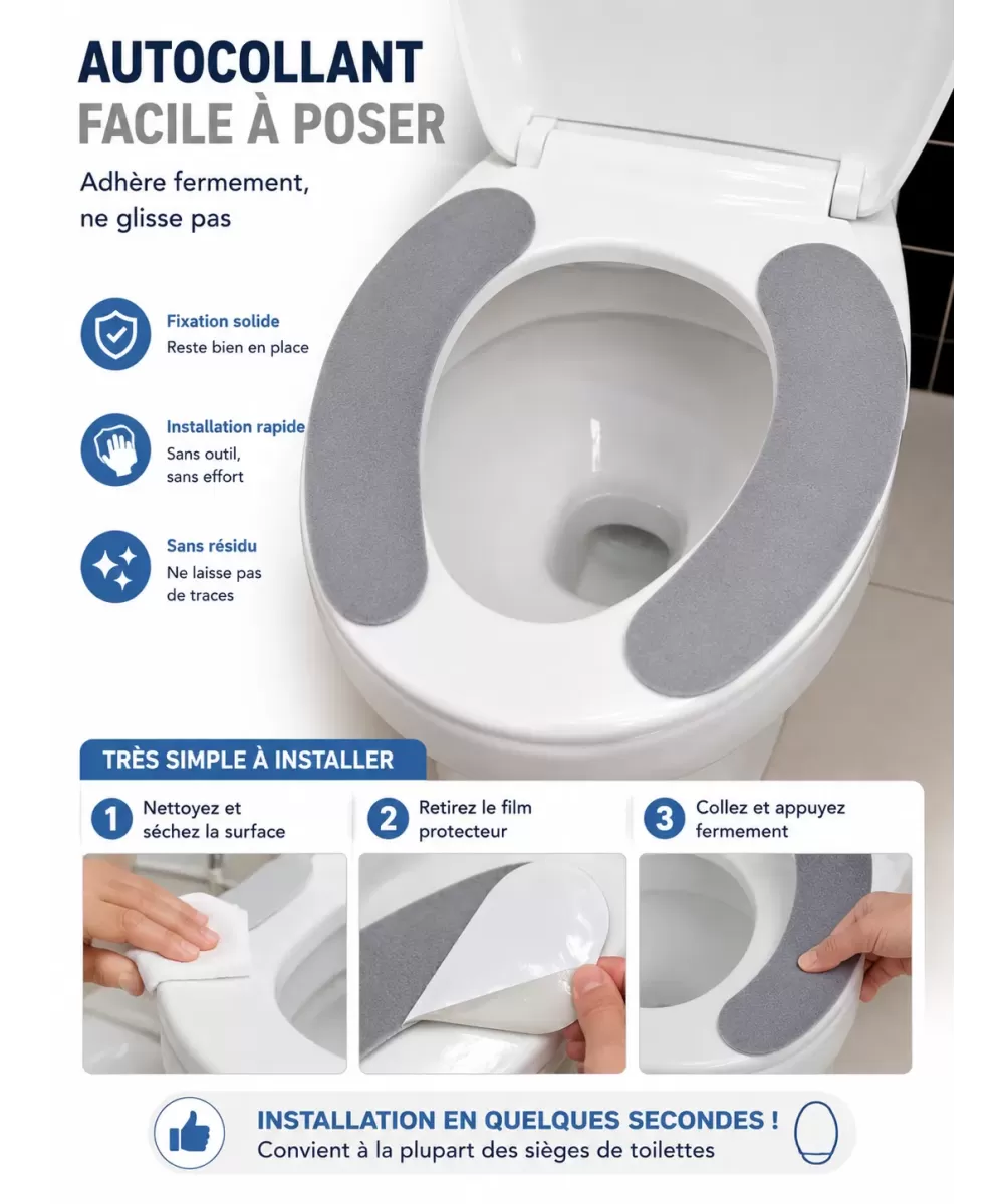 HIBCO Coussin Siège WC Auto-Adhésif Lavable