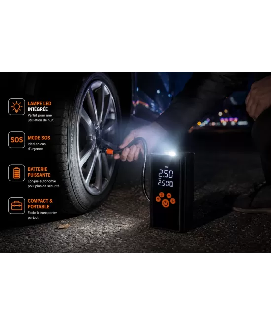 HIBCO Mini Compresseur d’Air Portable A6 – Gonfleur Pneus