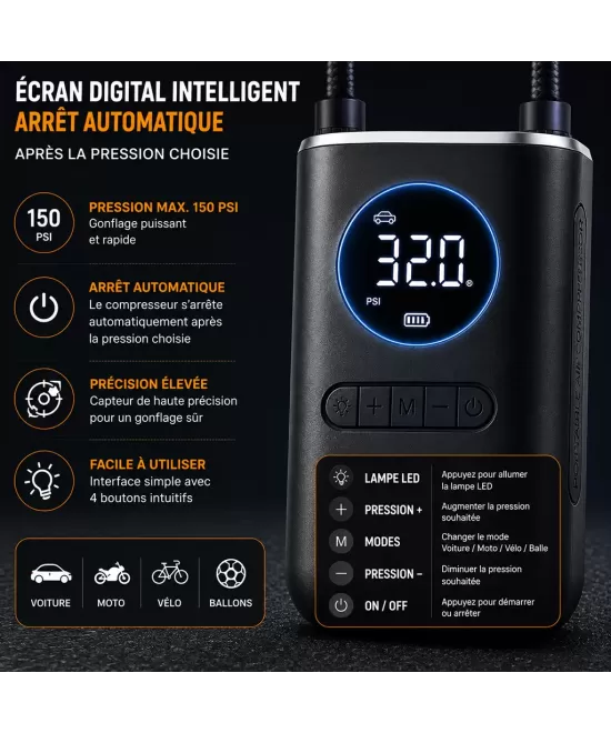 Mini Compresseur d'Air Portable 150 PSI | HIBCO