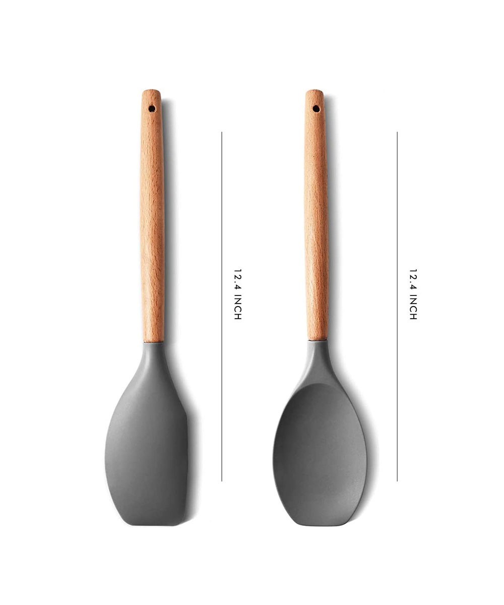 P-Plus Large Wooden Handle Spatula Set