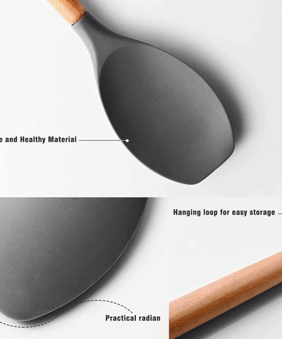 P-Plus Large Wooden Handle Spatula Set